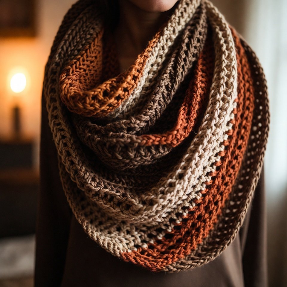 Crochet ribbed head wrap scarf for women, stretchy texture and full hair coverage.”