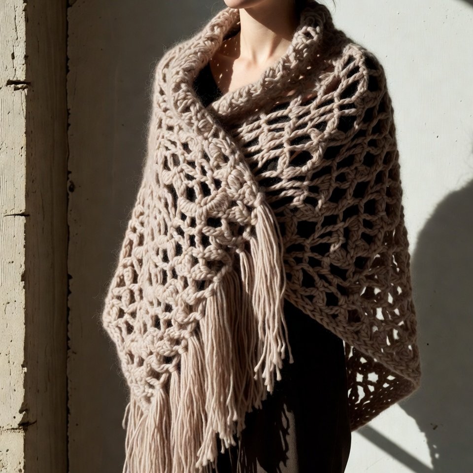 Beginner crochet shawl made using simple increases