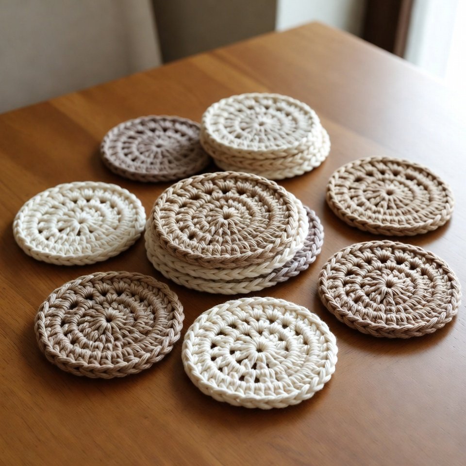 Easy crochet coaster made with basic stitches