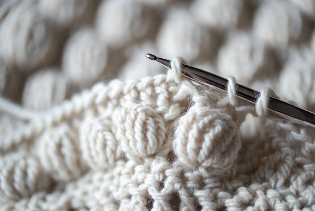 Double crochet puff stitch tutorial for textured crochet patterns