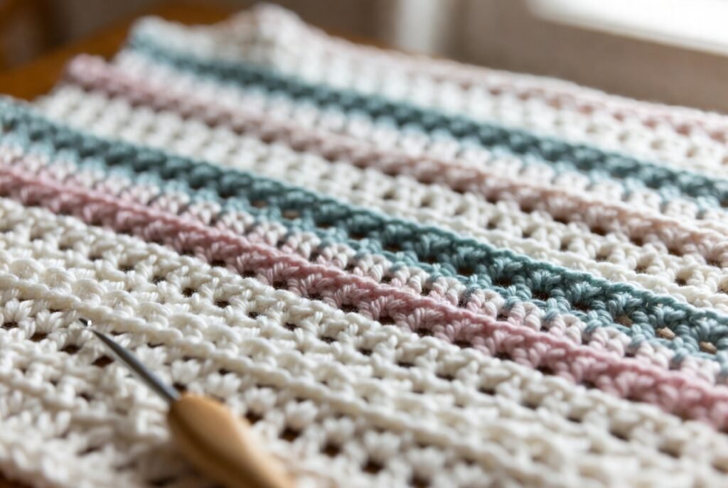 Easy double crochet blanket practice pattern for beginners