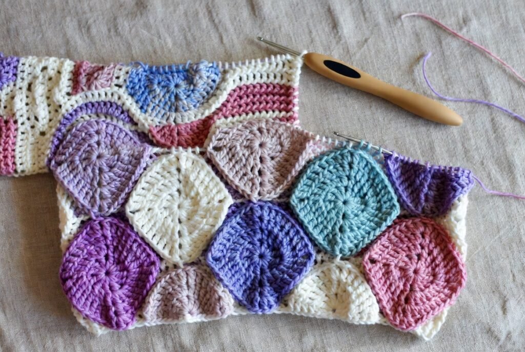 Double crochet hexagon cardigan beginner crochet project