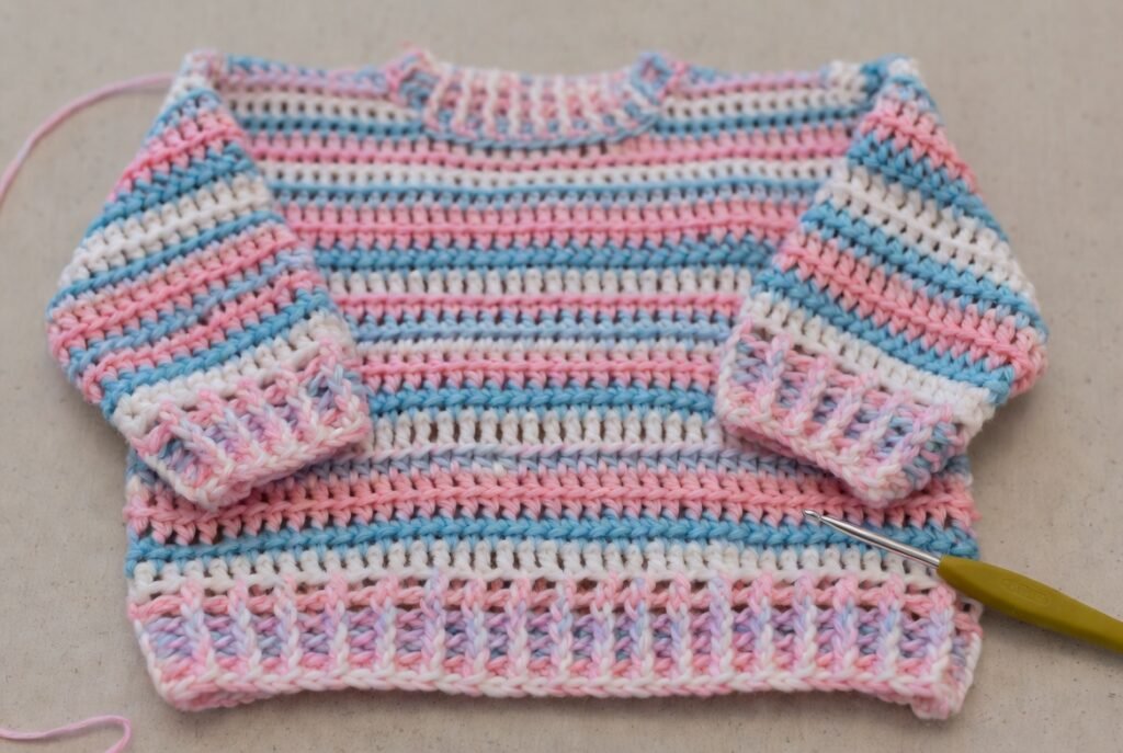 Double crochet baby sweater beginner crochet pattern
