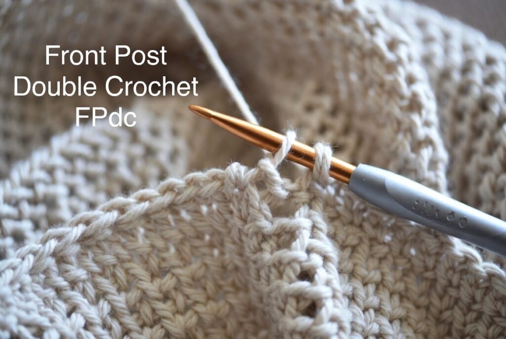 Front post double crochet stitch tutorial for ribbed crochet texture