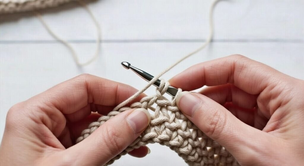 first pull through two loops in double crochet stitch step by step guide