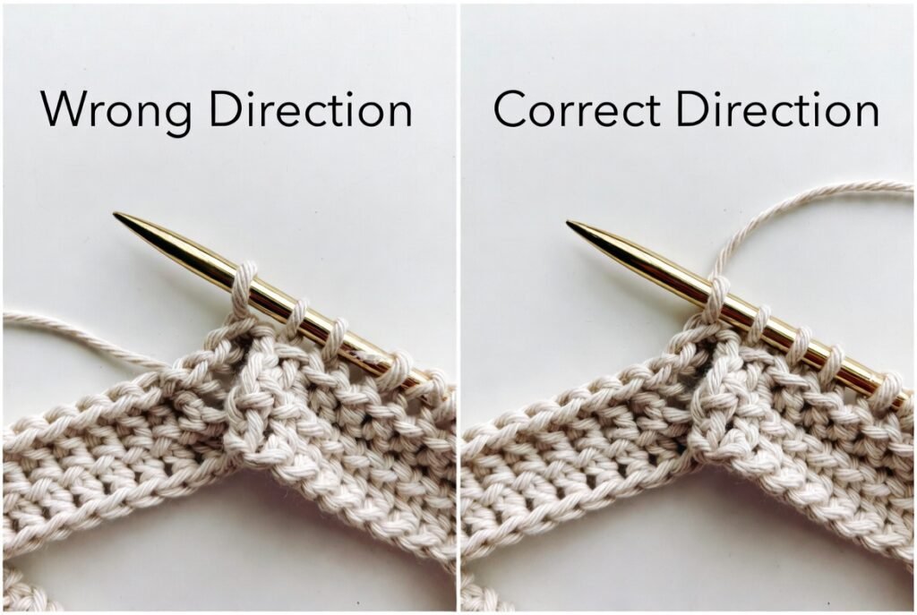Correct and incorrect yarn wrap direction when making a magic circle in crochet