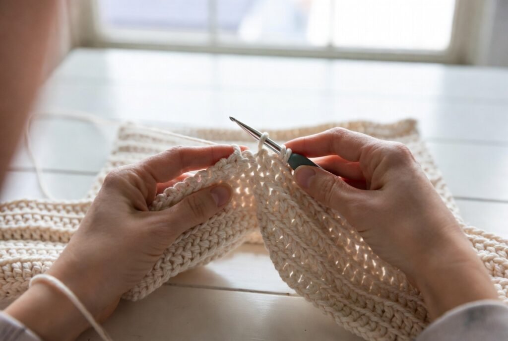 easy double crochet blanket practice pattern for beginners step-by-step crochet tutorial