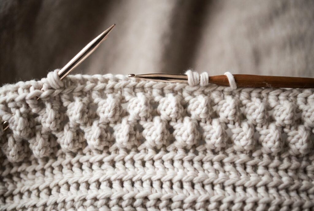 Double crochet cluster stitch tutorial for textured crochet blankets