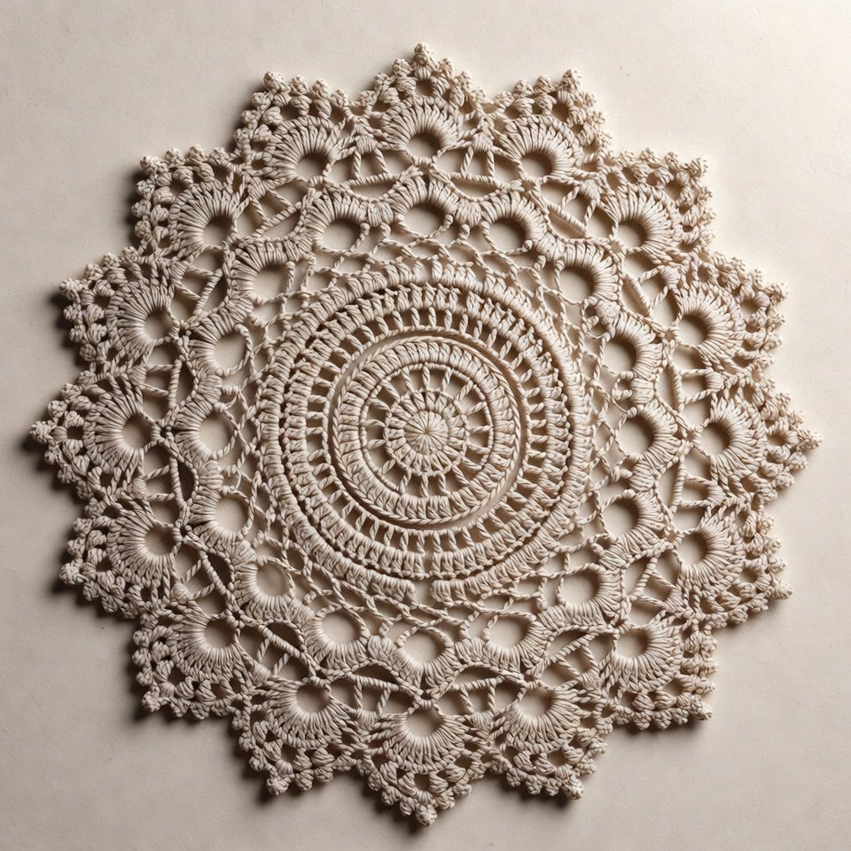 3D crochet doily table topper – free crochet doily patterns table decor.